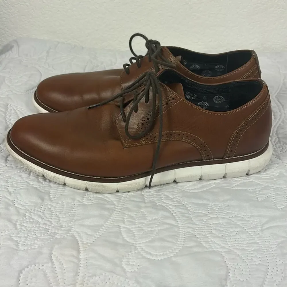 Johnston & Murphy Mens Brown Leather Oxfords Casual Dress Shoes Size 10M Lace Up